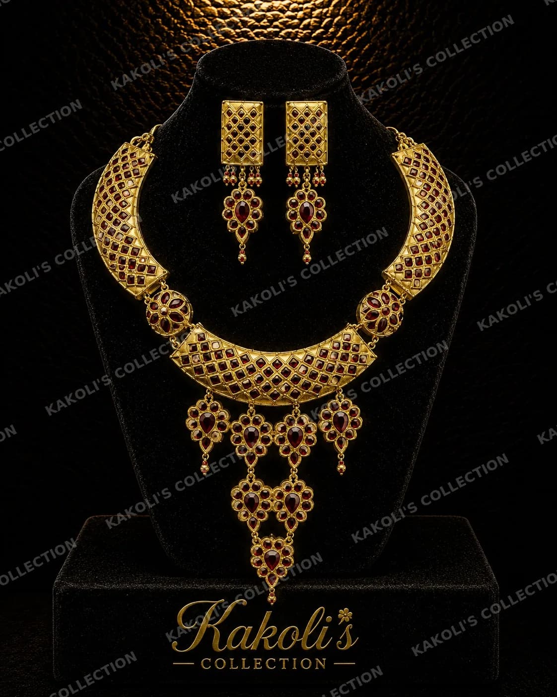 Gold Lattice Golpata Collar – Assamese jewellery by Kakoli's Collection