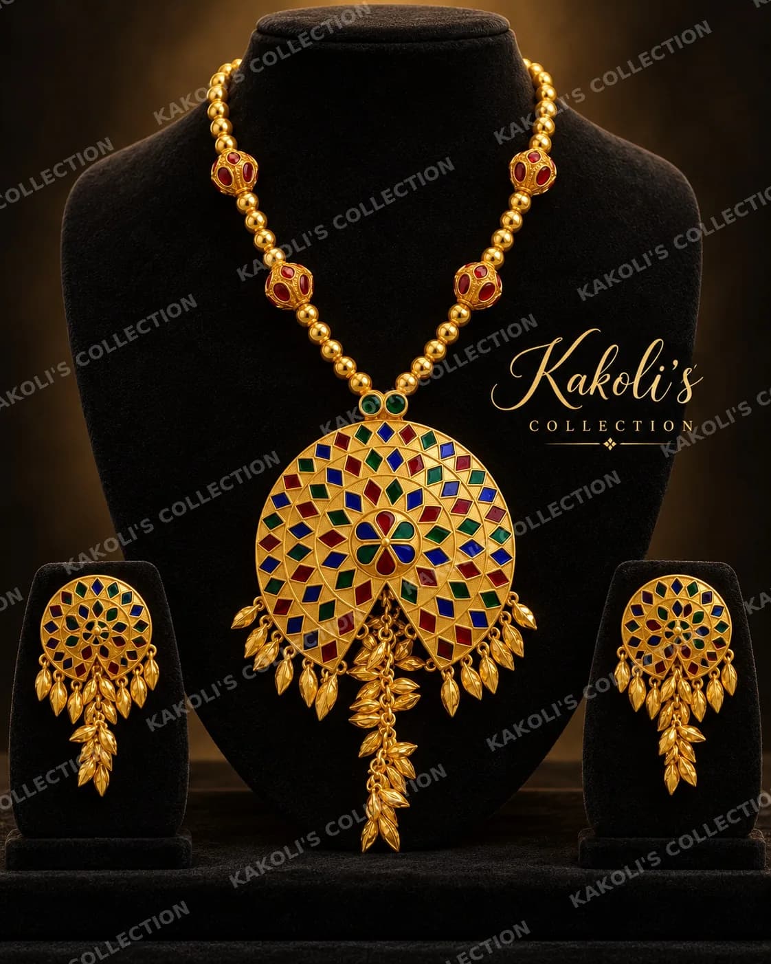 Multicolour Jaapi with Gold Leaf Tassel – Assamese jewellery by Kakoli's Collection