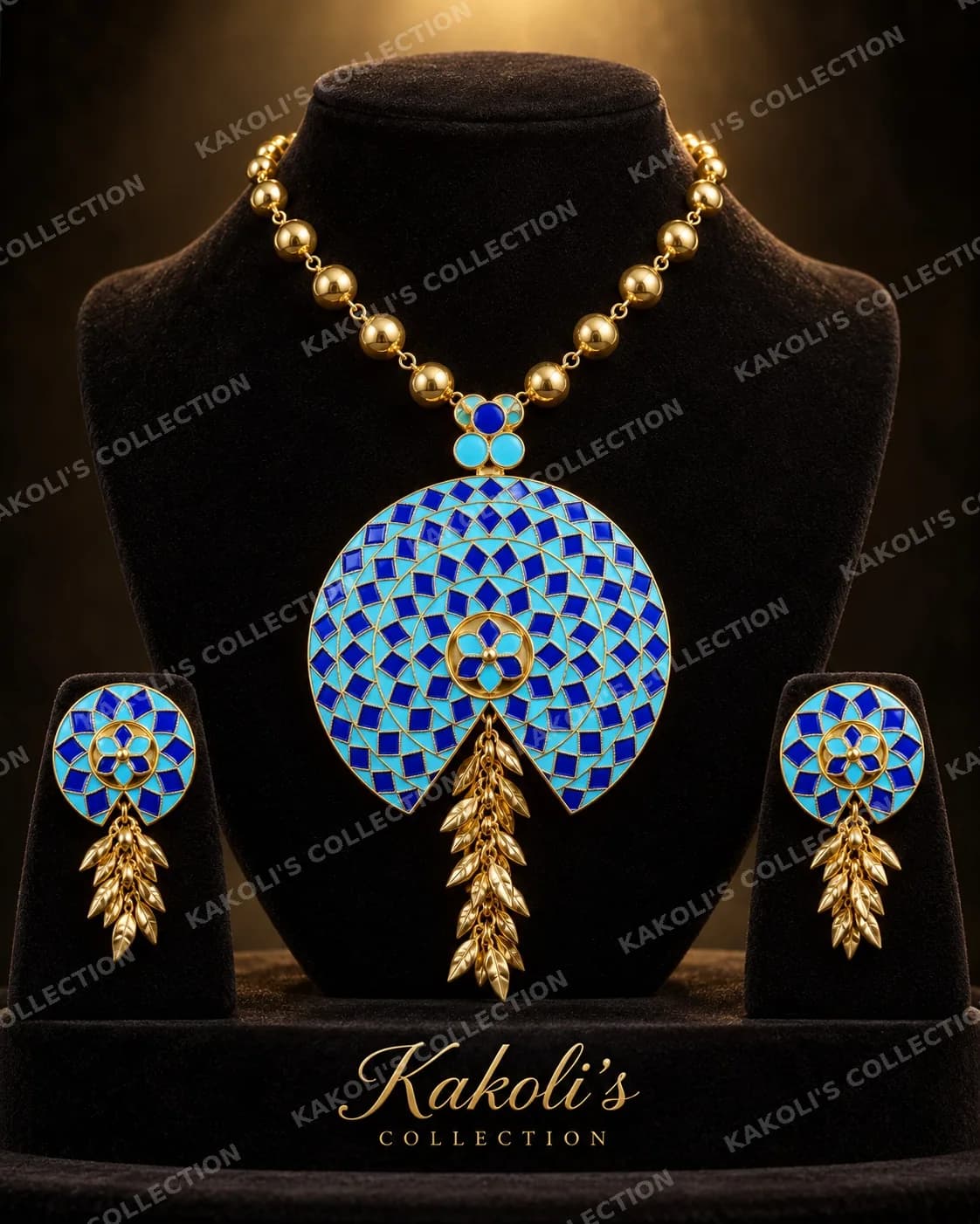 Blue Jaapi with Notched Cut & Gold Tassel – Assamese jewellery by Kakoli's Collection