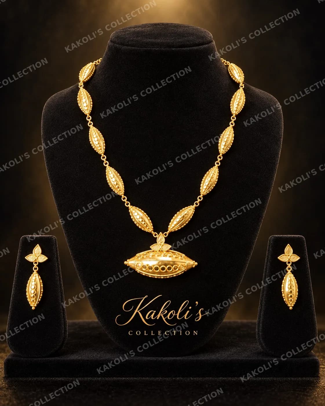 Gold Silikha Seed Chain with Pendant – Assamese jewellery by Kakoli's Collection