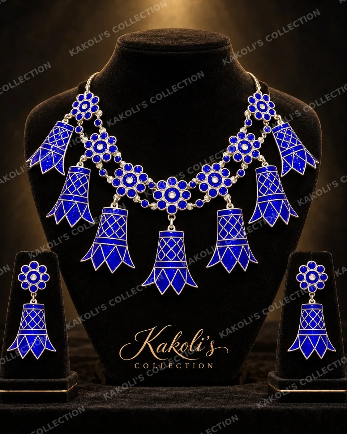 Blue Enamel Thuriya Bell Set – Assamese jewellery by Kakoli's Collection