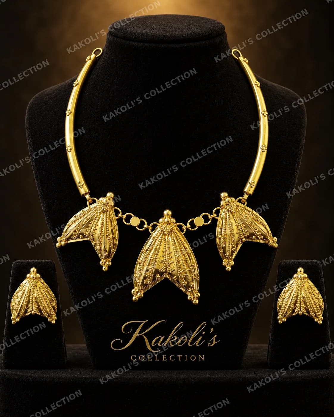 Gold Thuka Leaf Collar Set – Assamese jewellery by Kakoli's Collection